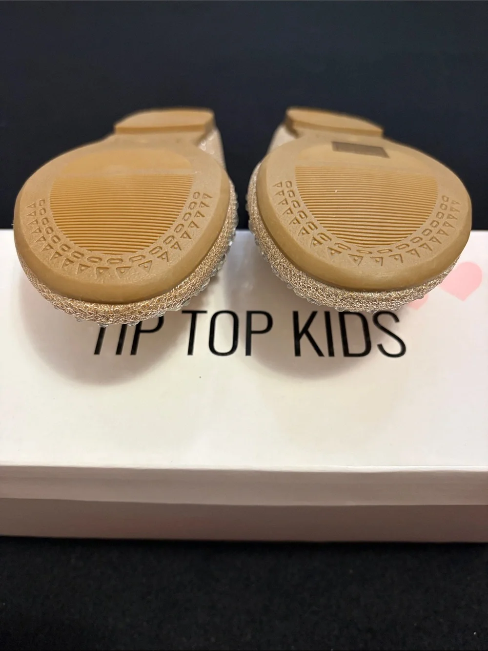 Tip Top Kids Girls’ Rose Gold Glitter Rhinestone Ankle-Strap Dress Shoe Size 5Y